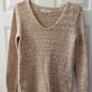 Loft Sweater Size S Orange Tweed